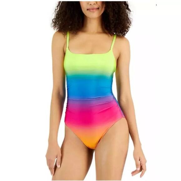 NWT La Blanca One Piece Rainbow Swimsuit Women's Size 4 Bathing Suit Ombre - Picture 1 of 7